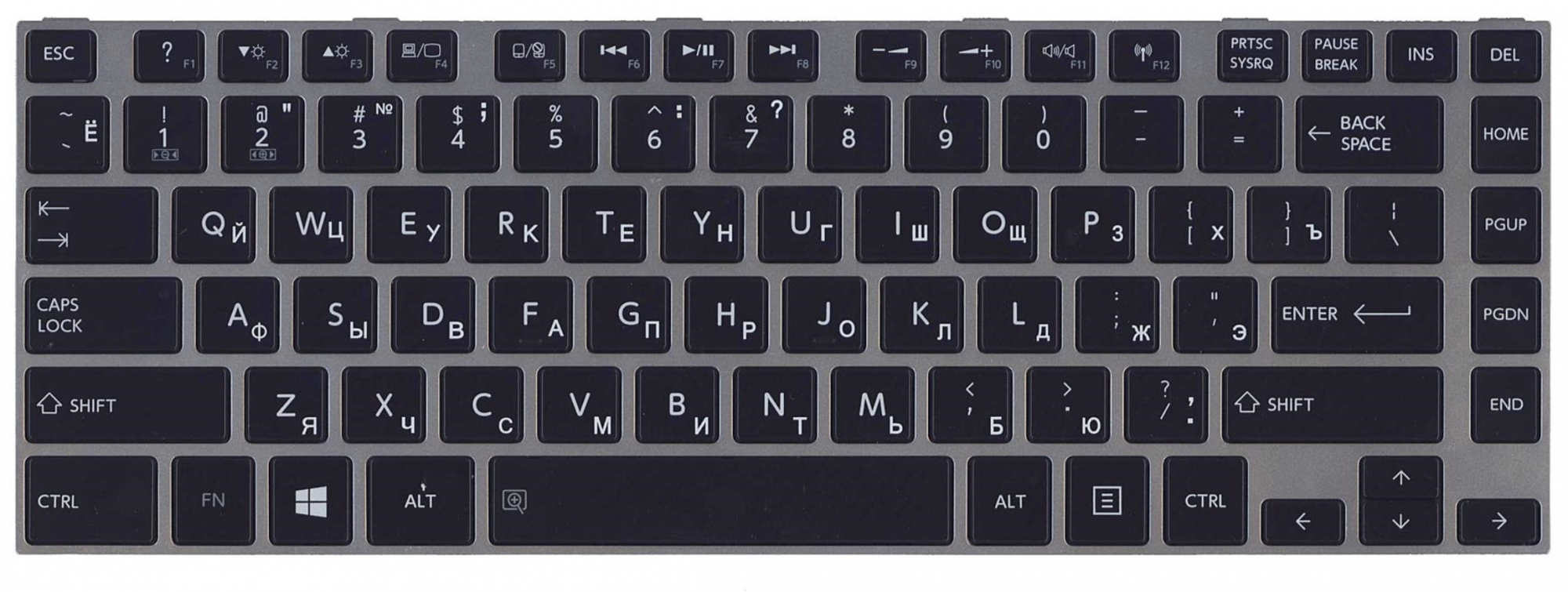 Клавиатура Toshiba Satellite L840 с серой рамкой, OEM