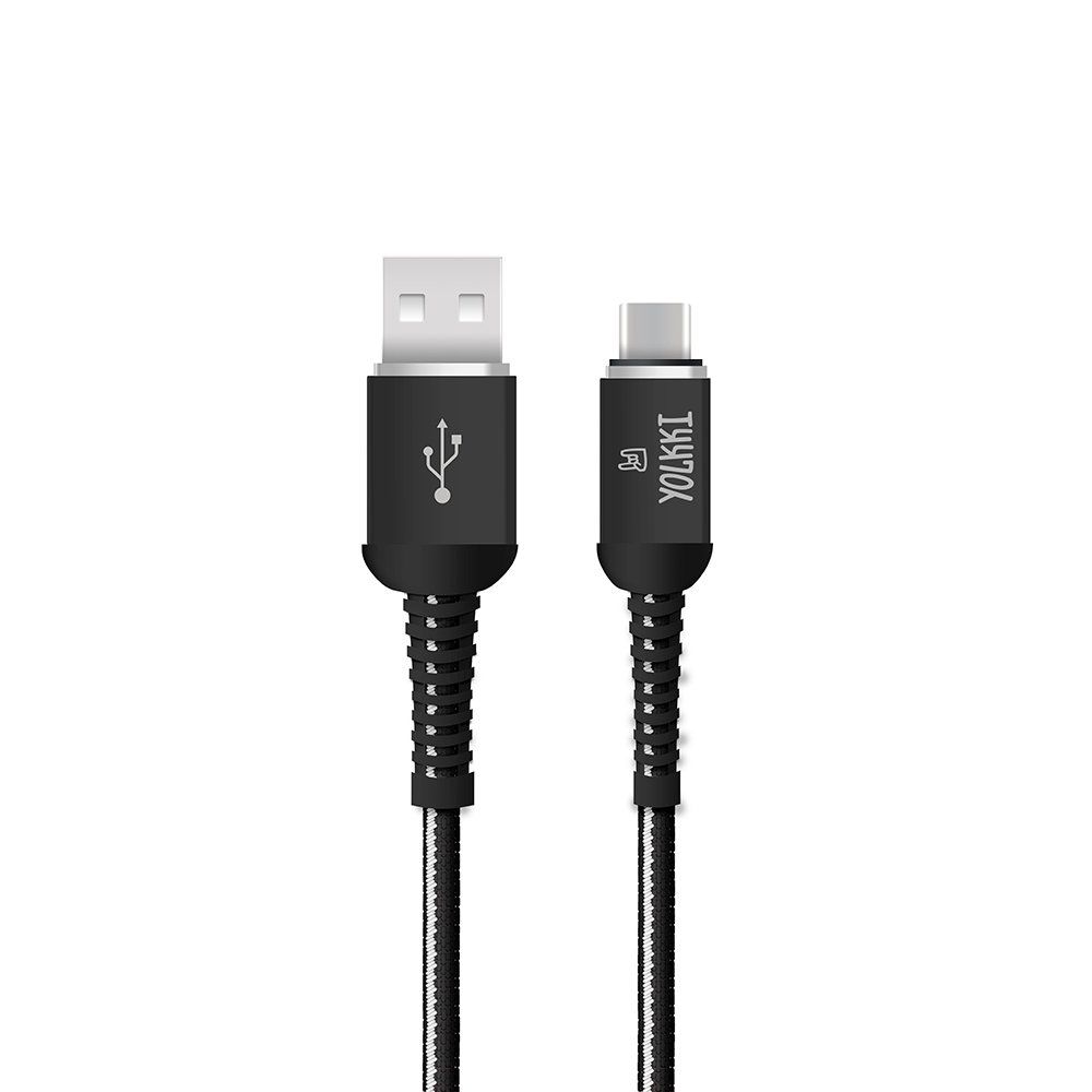 Кабель USB - TYPE-C YOLKKI Pro 02 NEW box черный (1м) /max 2,1A/