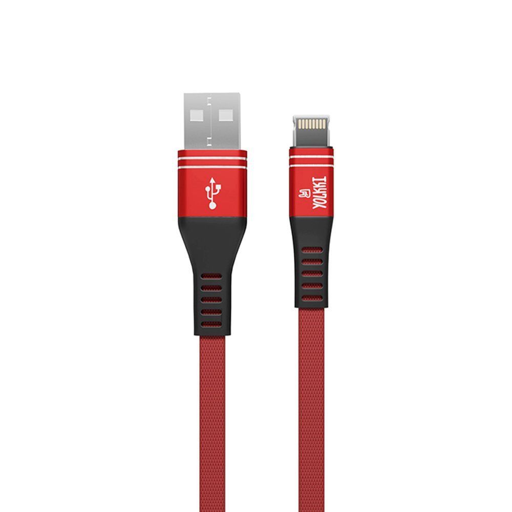 Кабель USB - Lightning 8-pin YOLKKI Pro 06 NEW box красный (1м) /max 2,1A/