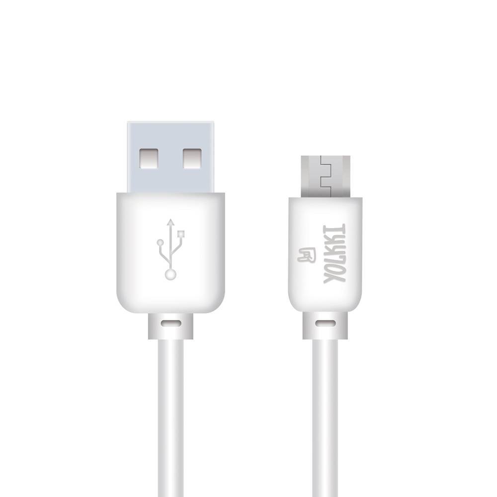 Кабель USB - micro USB YOLKKI Standart 02 pack белый (1м) /max 2,1A/