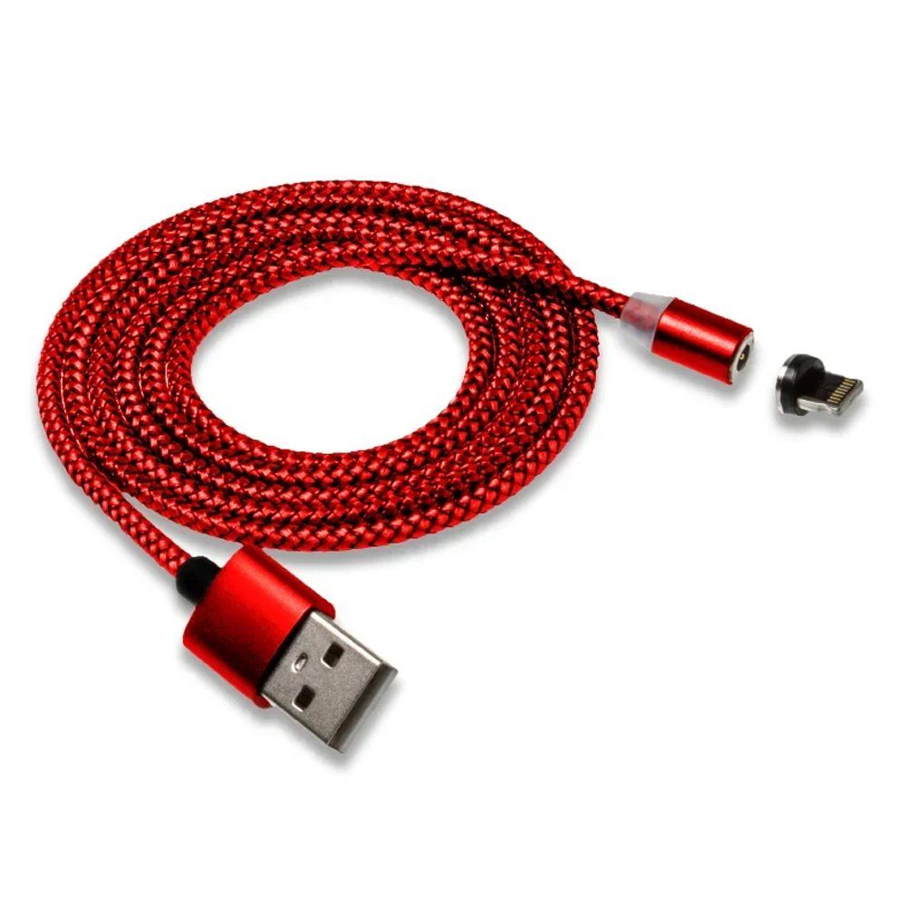 Кабель USB - Lightning 8-pin WALKER C590 (магнитный) красный (1м)