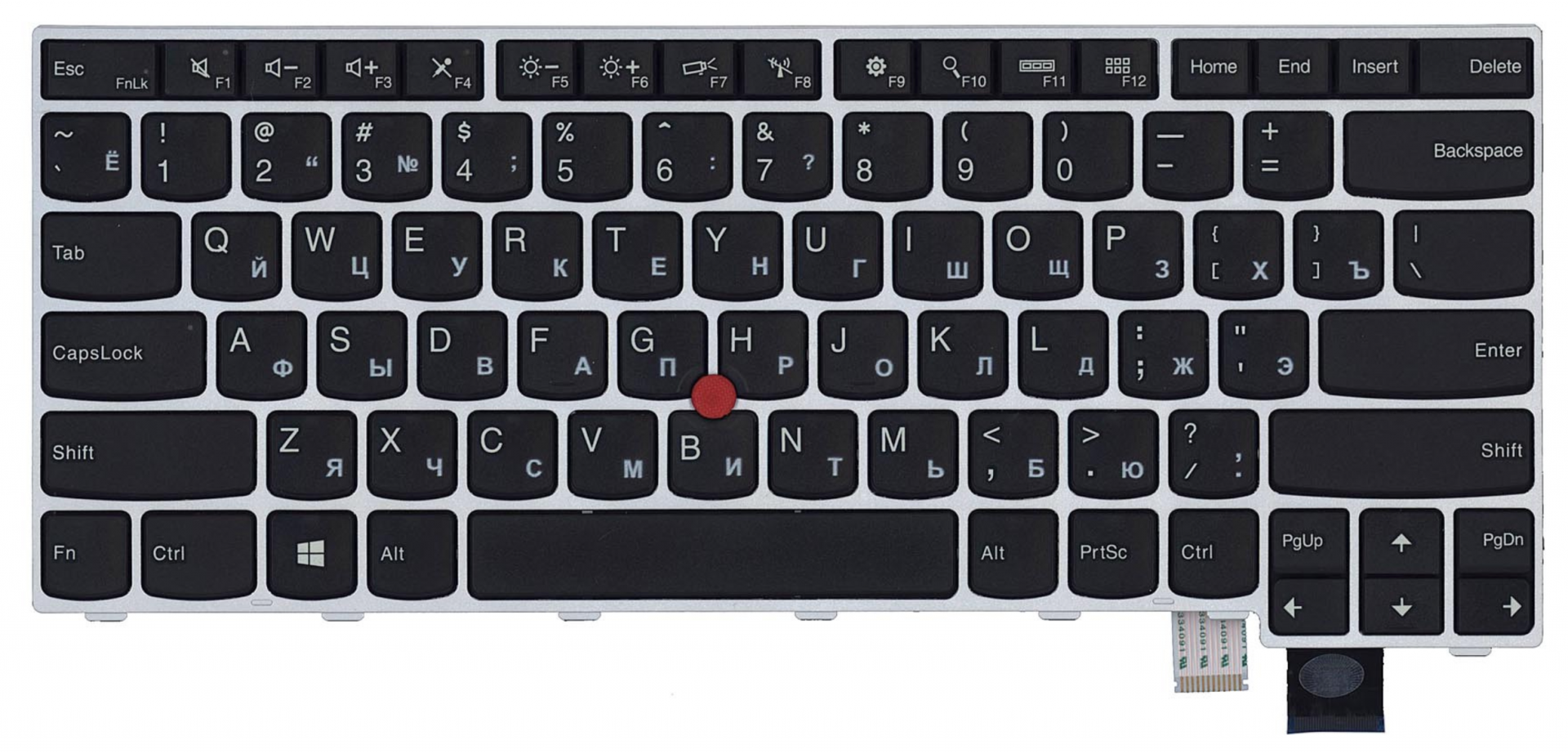 Клавиатура Lenovo Thinkpad T460s-2MCD с серебристой рамкой, OEM